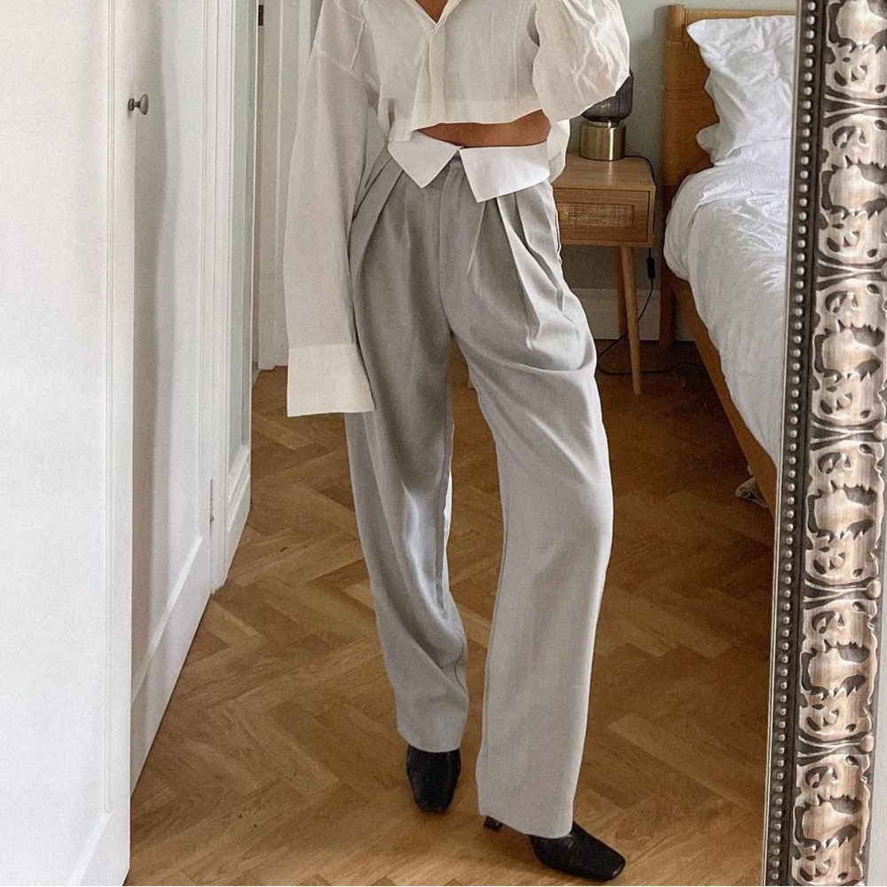 Gray Trousers with white Waistband - Small